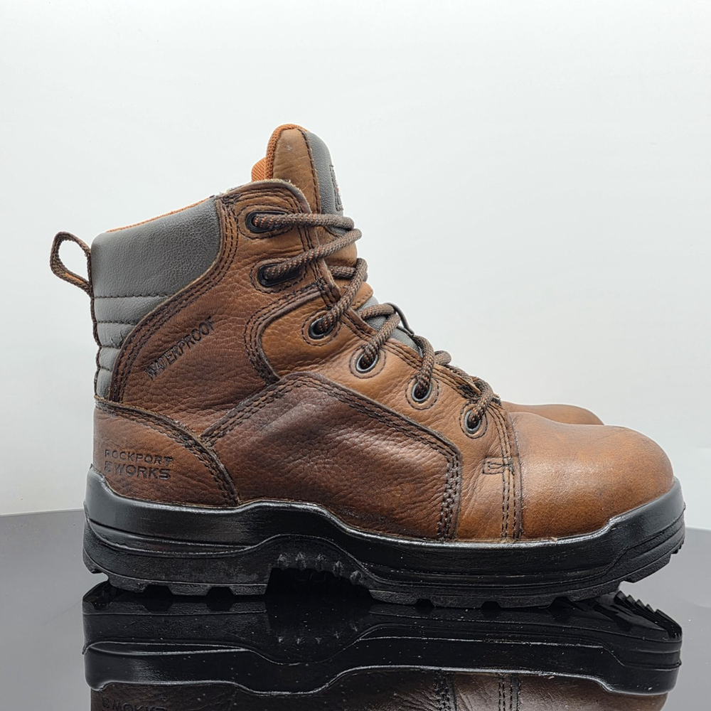 Rockport Works RK664 Composite Toe Waterproof Leather Boots Mens 7M Women’s 9M